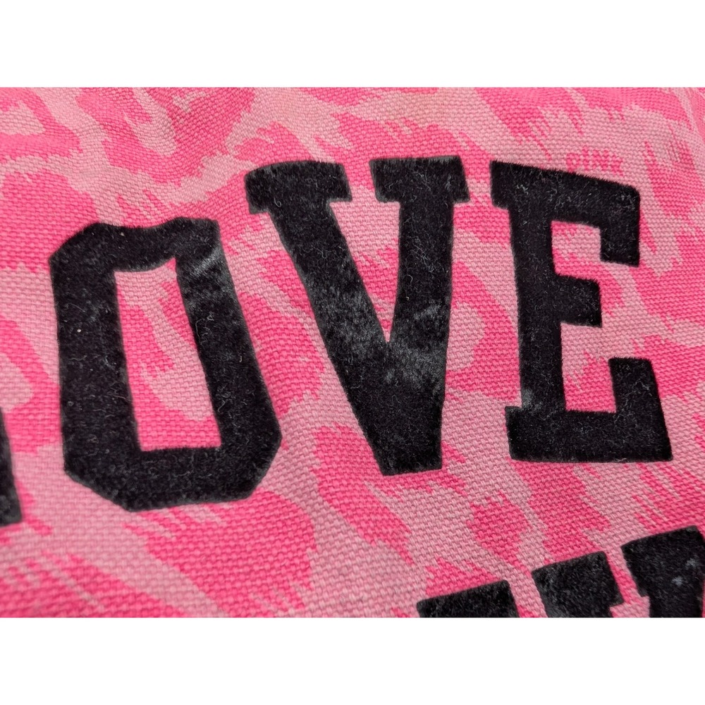 Victoria's Secret PINK Canvas Tote Bag Pink Leopard Print Graphic Zip Top - Picture 3 of 10